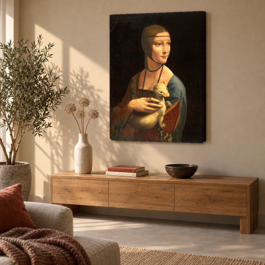 Tablou pe pânză Dama cu hermină – Leonardo da Vinci în living