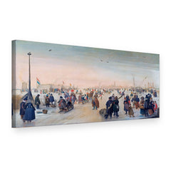 Tablou pe pânză Distracție pe gheață – Hendrick Avercamp, vedere 3D