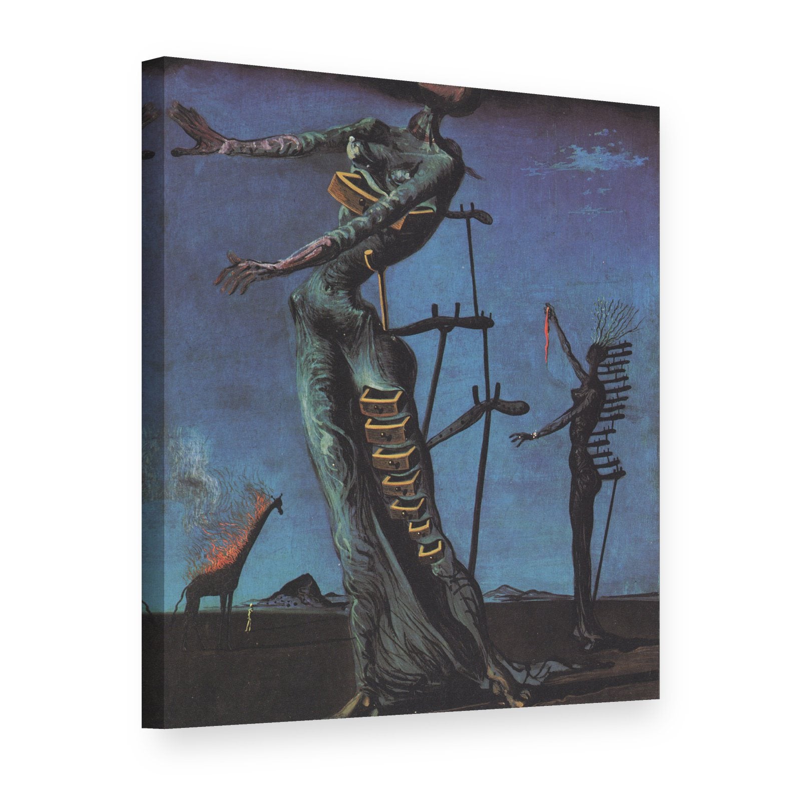 Tablou pe pânză Girafa în flăcări – Salvador Dalí, vedere 3D