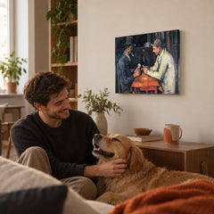 Tablou pe pânză Jucătorii de cărți – Paul Cézanne în living