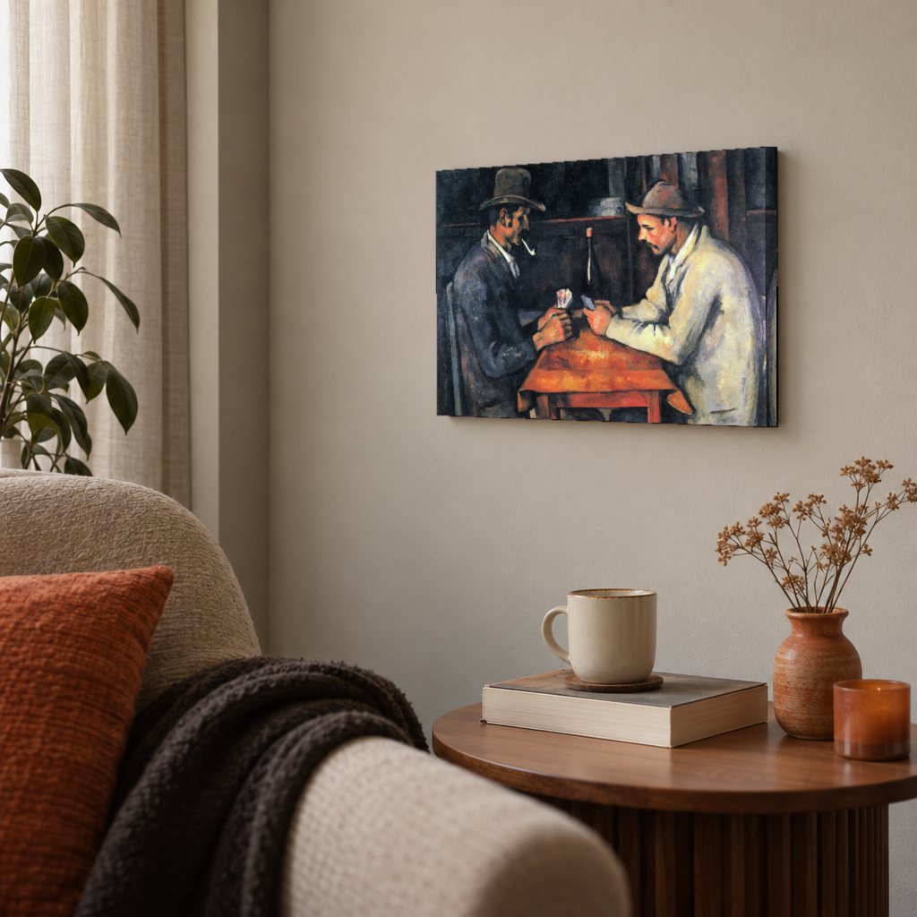 Tablou pe pânză Jucătorii de cărți – Paul Cézanne în living