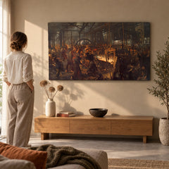 Tablou pe pânză Laminorul de fier – Adolph Menzel în living
