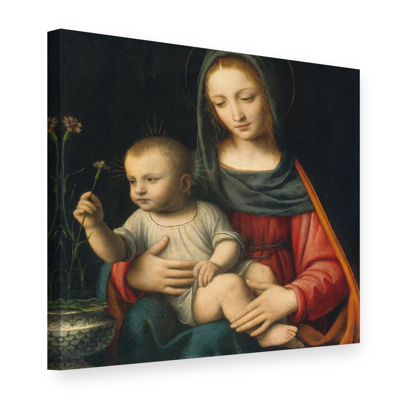 Tablou pe pânză Madona cu garoafă – Bernardino Luini, vedere 3D