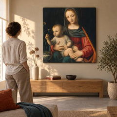Tablou pe pânză Madona cu garoafă – Bernardino Luini în living