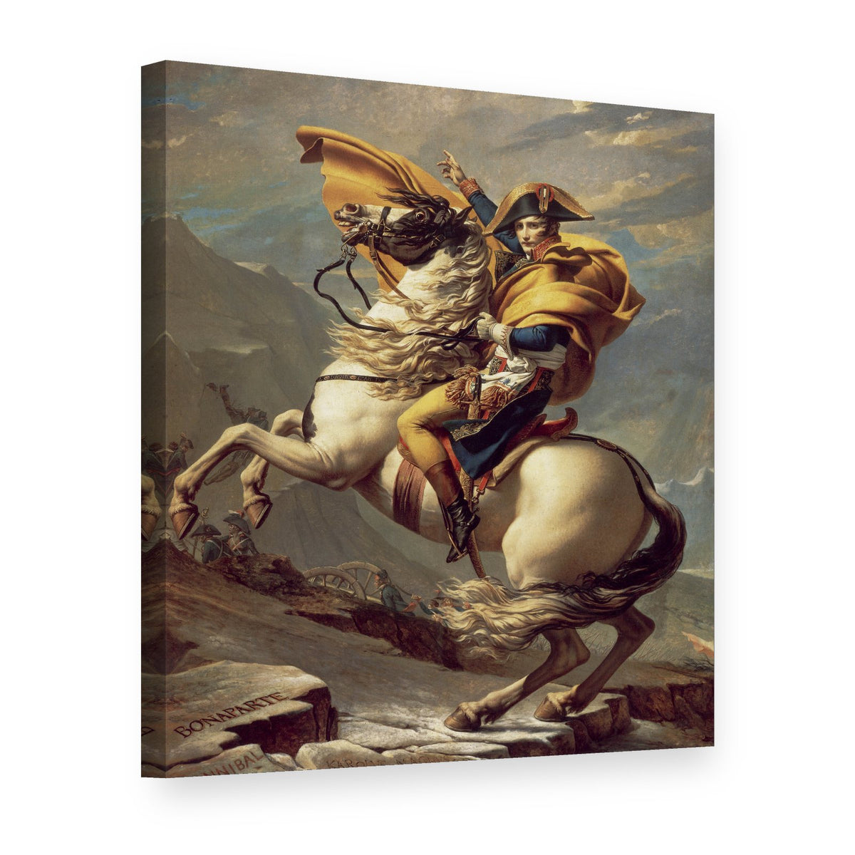 Tablou pe pânză Napoleon traversând Alpii – Jacques-Louis David, vedere 3D