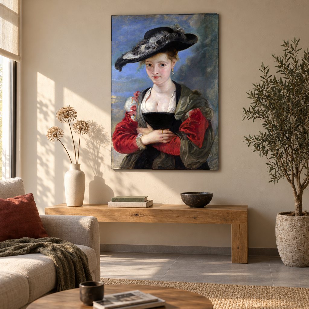 Tablou pe pânză Pălăria de paie – Peter Paul Rubens în living