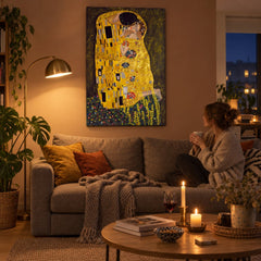 Tablou pe pânză Sărutul – Gustav Klimt în living