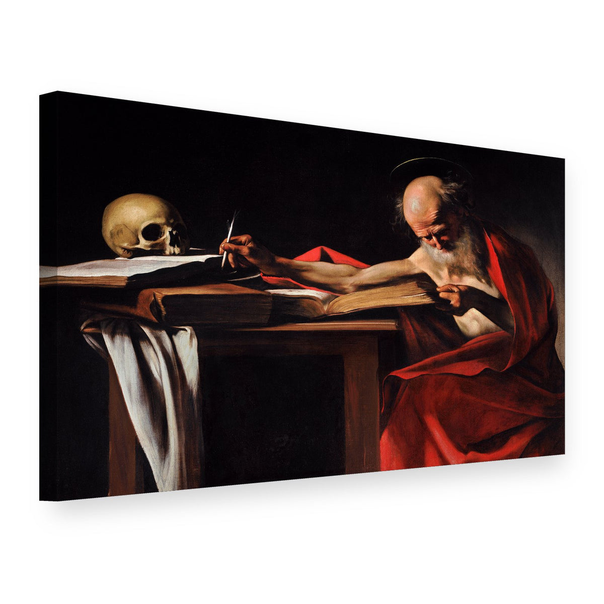 Tablou pe pânză Sfântul Ieronim – Caravaggio, vedere 3D