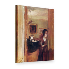 Tablou pe pânză Sufragerie cu sora artistului – Adolph Menzel, vedere 3D