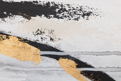 Pictat manual tablou pe pânză în alb-gri nuanțe, atmosferă sofisticată, minimalism, potrivit pentru birou | Tablou pictat de perete ABSTRACT – produs