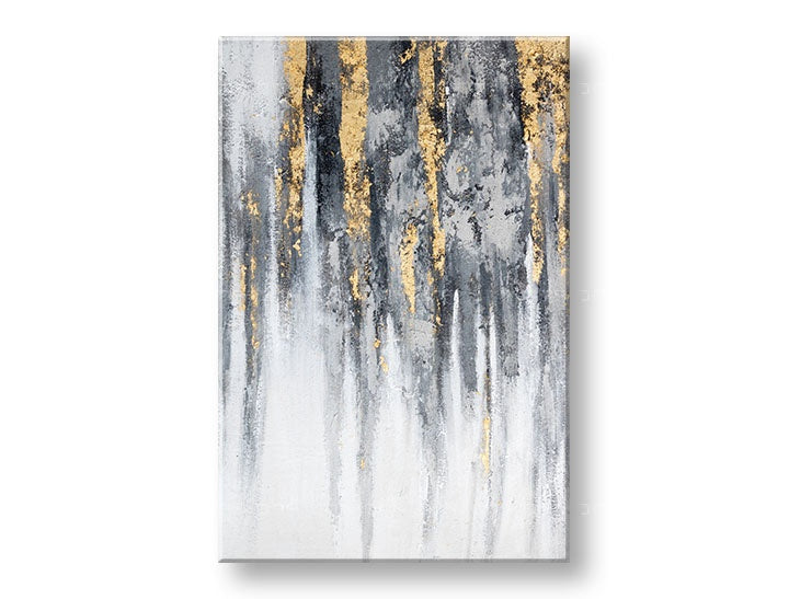Pictat manual tablou cu motivul pădure în alb-gri nuanțe | Tablou pictat de perete ABSTRACT, natură și minimalism – previzualizare