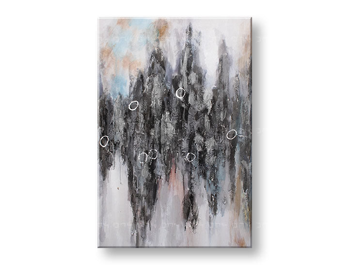 Pictat manual tablou pe pânză în alb-bej nuanțe, atmosferă liniștită, natură și minimalism, potrivit pentru hol | Tablou pictat de perete ABSTRACT – principală
