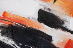 Pop art tablou pe pânză cu motivul peisaj, natură în alb-portocaliu nuanțe, atmosferă energică, mișcare, potrivit pentru birou | Tablou pictat de perete ABSTRACT – produs