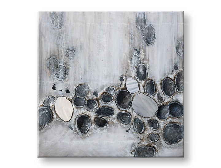 Modern tablou pe pânză în gri-negru nuanțe | Tablou pictat de perete ABSTRACT, natură și minimalism – previzualizare