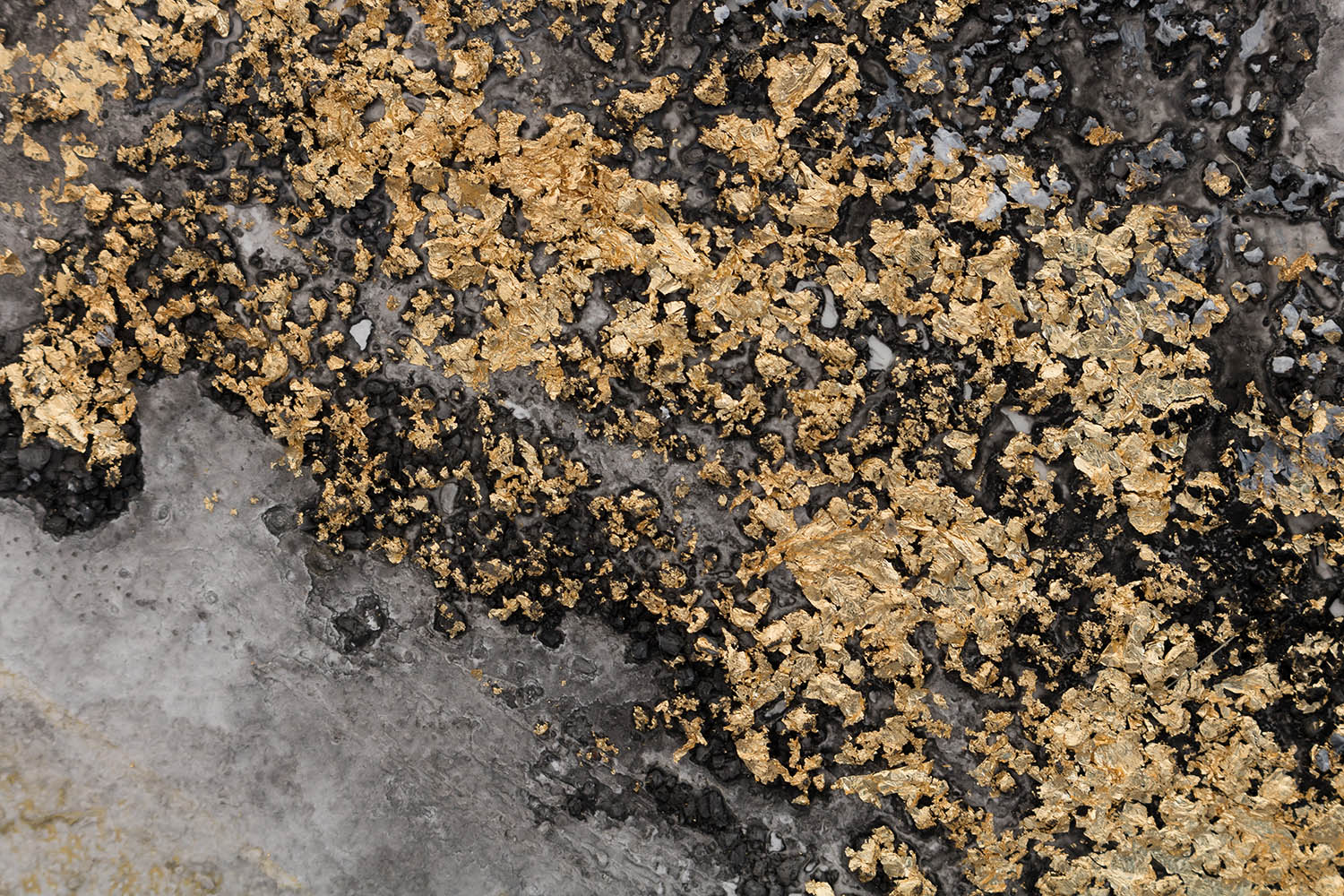 Pictat manual tablou pe pânză cu motivul natură în alb-auriu nuanțe, atmosferă sofisticată, natură și impresie de lux, potrivit pentru sufragerie – produs, vedere 2