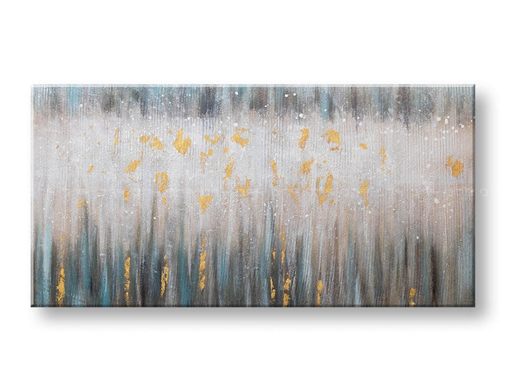 Pictat manual tablou cu motivul ceață ușoară în alb-albastru nuanțe | Tablou pictat de perete ABSTRACT, natură și minimalism – previzualizare