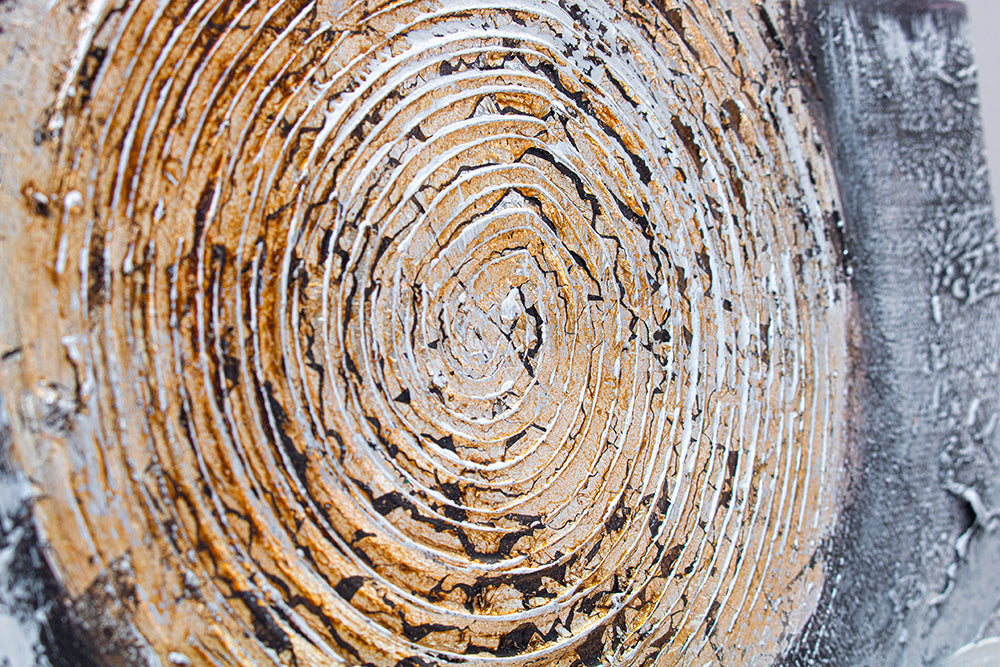 Pictat manual tablou pe pânză în alb-bej nuanțe, atmosferă liniștită, natură, potrivit pentru birou | Tablou pictat de perete ABSTRACT – produs, vedere 3