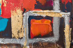Pictat manual tablou pe pânză în multicolor nuanțe, atmosferă urbană, viață urbană, potrivit pentru birou | Tablou pictat de perete ABSTRACT – produs