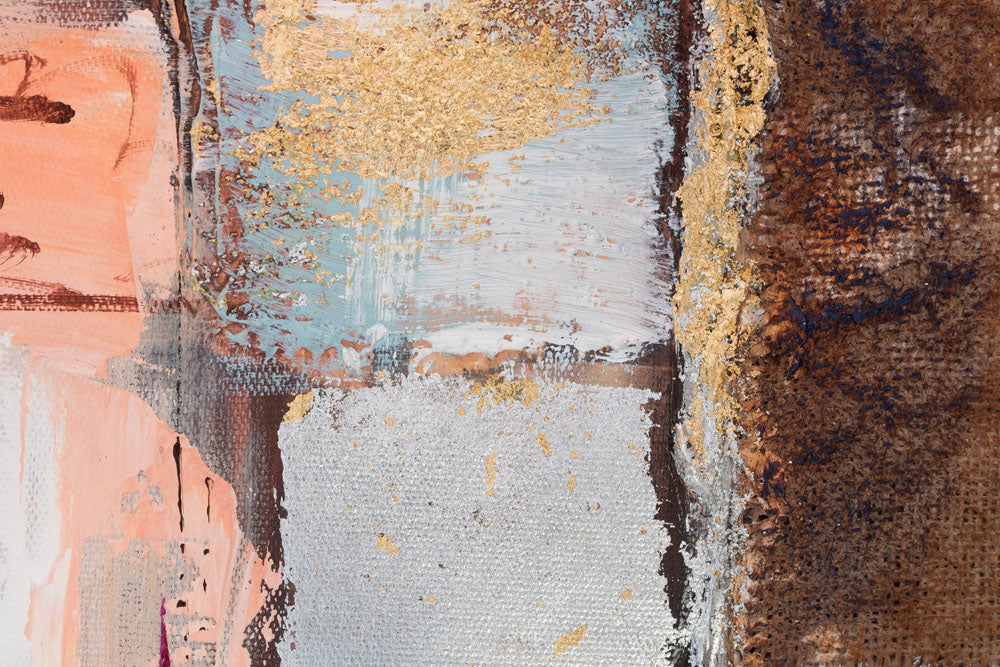 Pictat manual tablou pe pânză în multicolor nuanțe, atmosferă urbană, viață urbană, potrivit pentru birou | Tablou pictat de perete ABSTRACT – produs, vedere 4