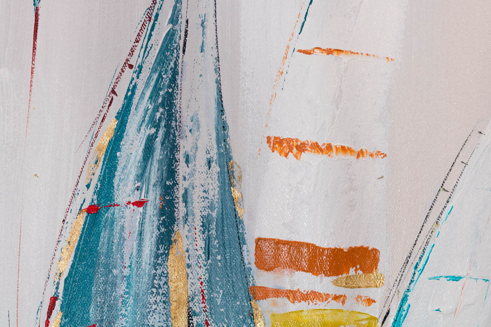 Pop art tablou pe pânză cu motivul ocean în alb-albastru nuanțe, atmosferă liniștită, potrivit pentru birou | Tablou pictat de perete ABSTRACT – produs