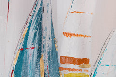Pop art tablou pe pânză cu motivul ocean în alb-albastru nuanțe, atmosferă liniștită, potrivit pentru birou | Tablou pictat de perete ABSTRACT – produs
