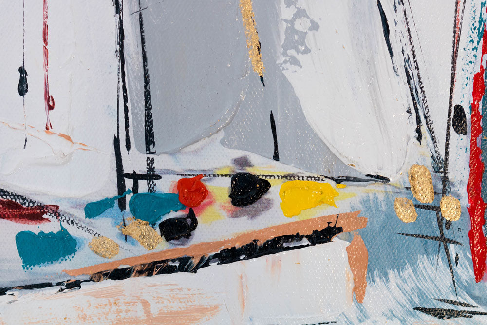 Pop art tablou pe pânză cu motivul ocean în alb-albastru nuanțe, atmosferă liniștită, potrivit pentru birou | Tablou pictat de perete ABSTRACT – produs, vedere 4