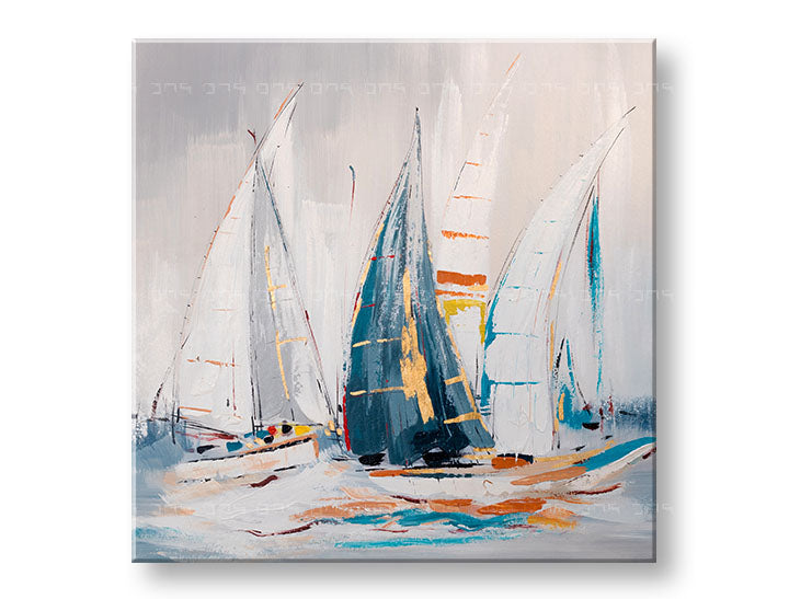 Pop art tablou pe pânză cu motivul ocean în alb-albastru nuanțe, atmosferă liniștită, potrivit pentru birou | Tablou pictat de perete ABSTRACT – principală