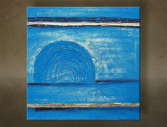 Pictat manual tablou cu motivul cer în alb-auriu nuanțe | Tablou pictat de perete ABSTRACT, natură și minimalism – previzualizare