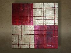 Pictat manual tablou pe pânză în alb-auriu nuanțe | Tablou pictat de perete ABSTRACT, decorațiune de perete – previzualizare