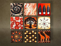 Pictat manual tablou pe pânză cu motivul ABSTRACT 9 piese în alb-auriu nuanțe, natură și spiritualitate, potrivit pentru bucătărie | Tablou pictat de perete ABSTRACT 9 piese – principală