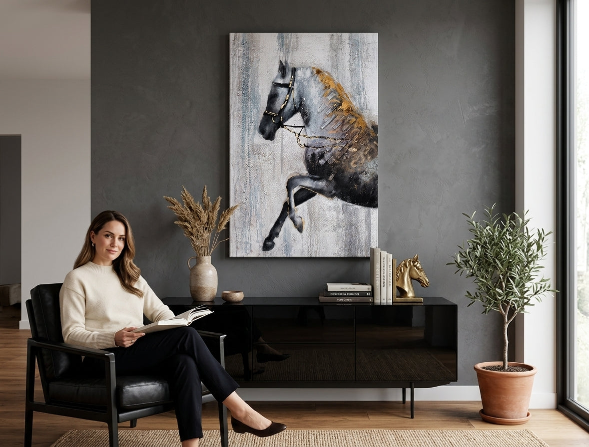 În stil scandinav tablou pe pânză cu motivul CAL, hartă, natură în alb-bej nuanțe agățat în interiorul sufragerie, atmosferă elegantă – interior