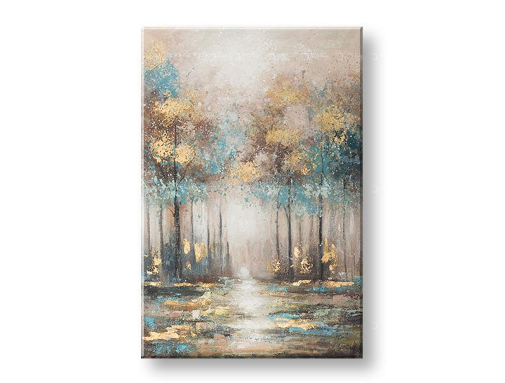 Tablou pictat manual cu copaci, dimensiune 80x120 cm, o creație originală Papilora ce aduce natura în livingul tău.