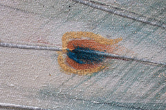 Pop art tablou pe pânză cu motivul PĂUN, pasăre în albastru-gri nuanțe, atmosferă elegantă, natură și frumusețe, potrivit pentru birou de lucru | Tablou pictat de perete PĂUN – produs, vedere 2