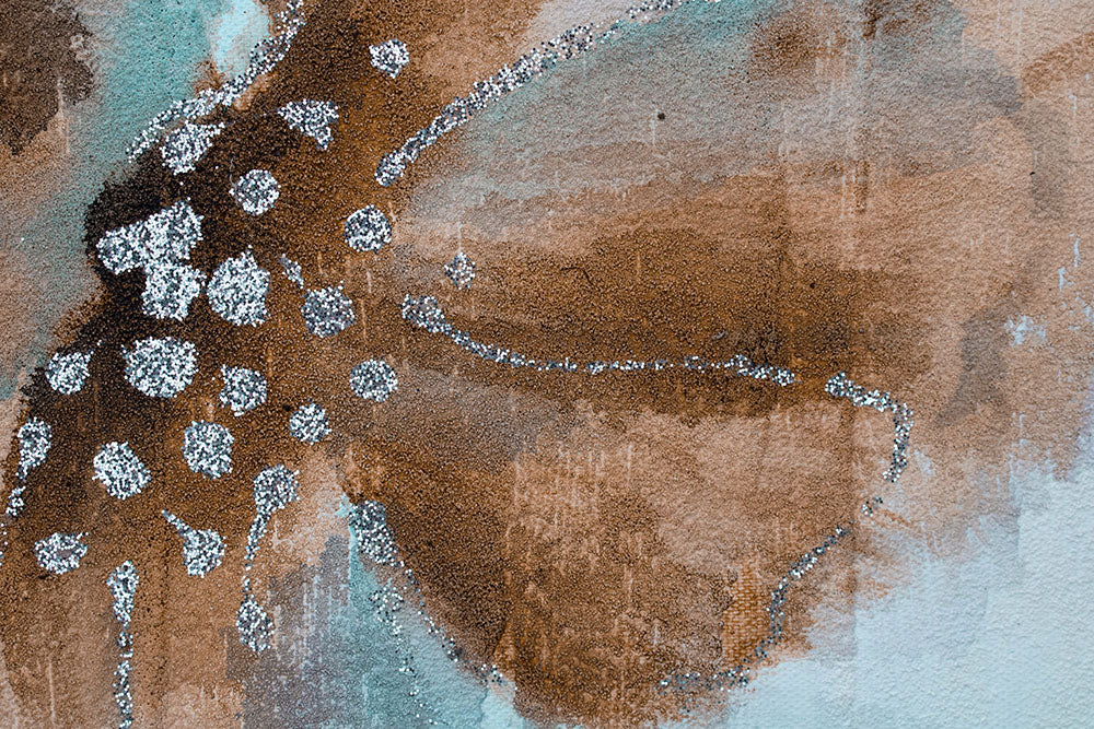 Pictat manual tablou pe pânză cu motivul flori, natură în alb-maro nuanțe, atmosferă liniștită, natură și creștere și dezvoltare, potrivit pentru dormitor – produs, vedere 2