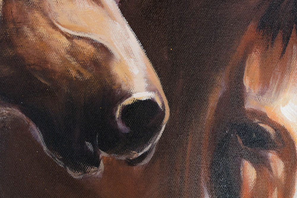 Pictat manual tablou pe pânză cu motivul KONE, peisaj, natură în bej-maro nuanțe, atmosferă liniștită, natură și libertate, potrivit pentru sufragerie – produs, vedere 3