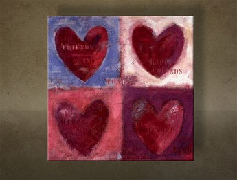 Pictat manual tablou cu motivul LOVE în alb-auriu nuanțe | Tablou pictat de perete LOVE, dragoste și relații – previzualizare