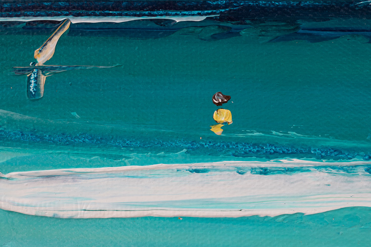 Pop art tablou pe pânză cu motivul plajă, ocean, valuri, cer, mare și plajă în alb-bej nuanțe, viață la mare, potrivit pentru sufragerie | Tablou pictat de perete MARE – produs, vedere 4