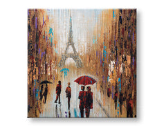 În stil boho tablou pe pânză cu motivul PARIS, Turnul Eiffel în violet-maro nuanțe, atmosferă romantică, dragoste, potrivit pentru hol | Tablou pictat de perete PARIS – principală