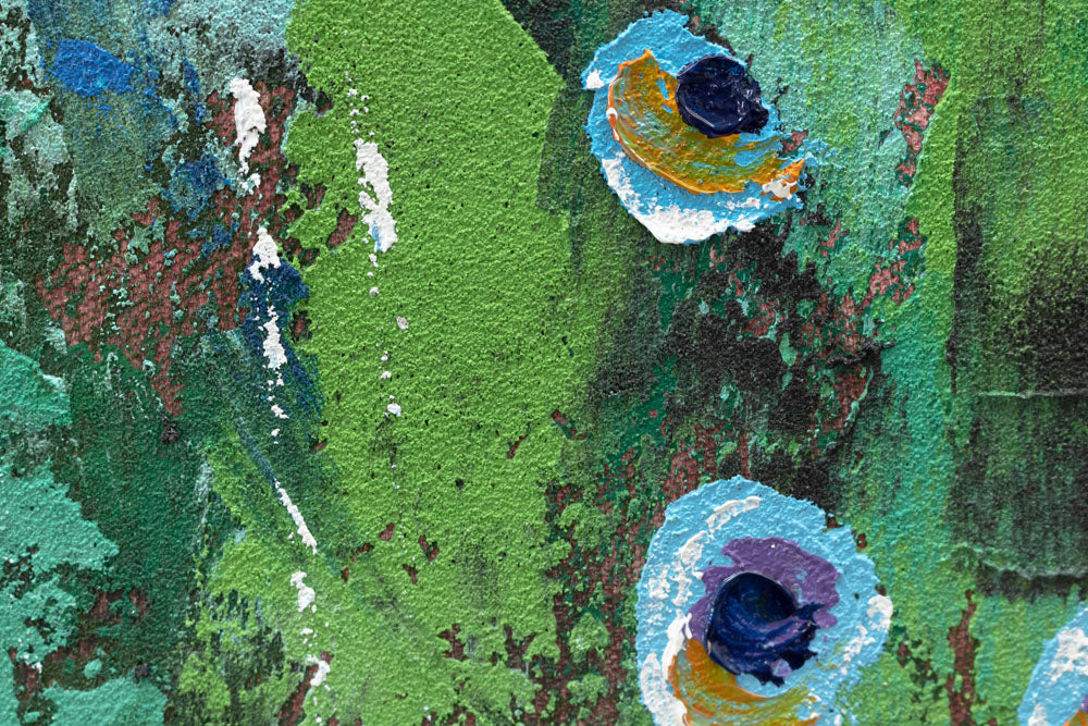 Pop art tablou pe pânză cu motivul PĂUN, pasăre în alb-albastru nuanțe, atmosferă elegantă, natură și eleganță, potrivit pentru hol | Tablou pictat de perete PĂUN – produs