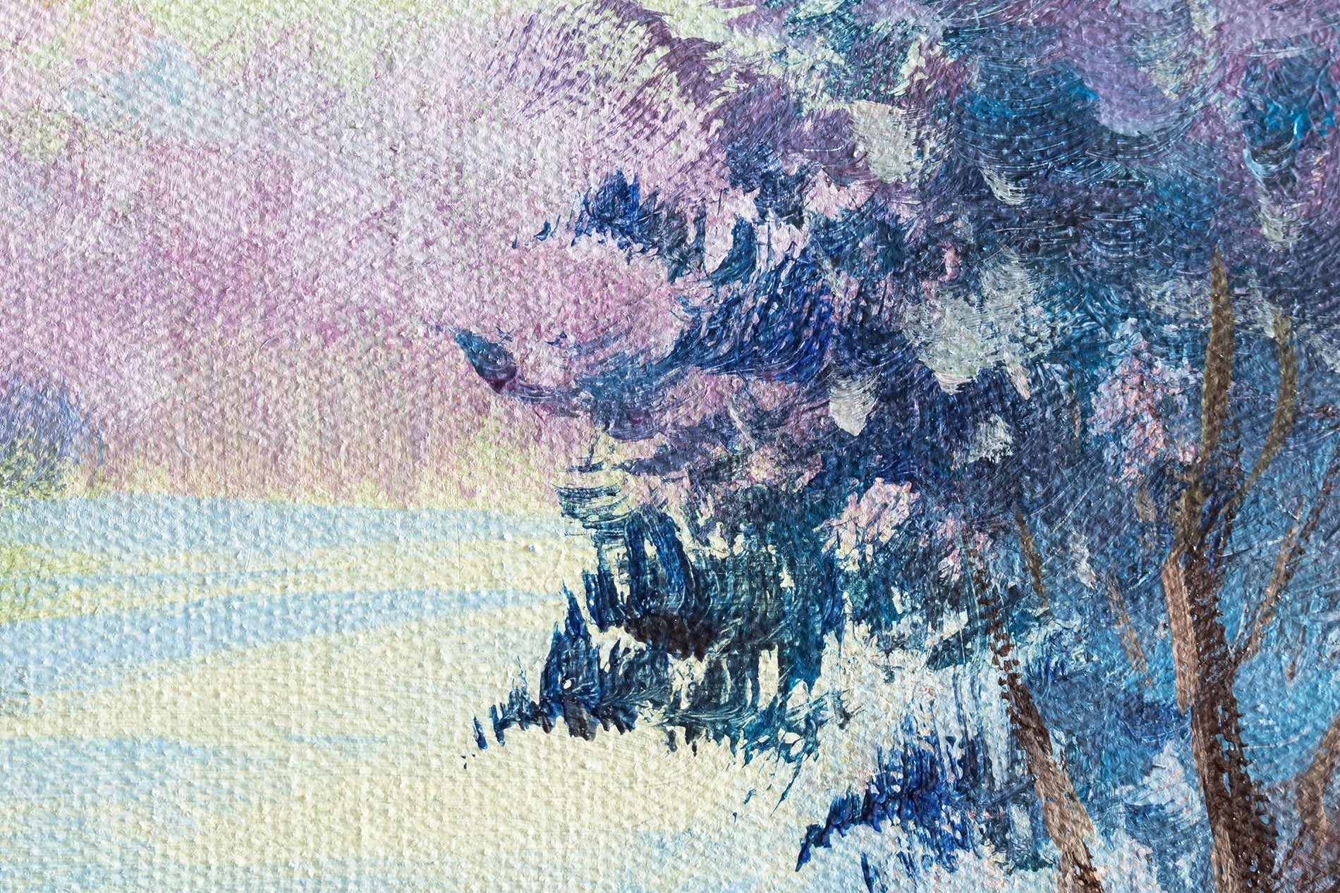 În stil scandinav tablou pe pânză cu motivul potecă, flori, copaci, hartă, natură în alb-bej nuanțe, atmosferă liniștită, potrivit pentru sufragerie – produs, vedere 4
