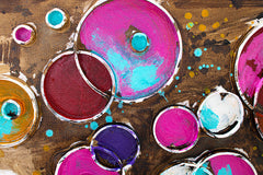 În stil boho tablou pe pânză cu motivul VÁZA S KVETMI, motiv pentru copii în multicolor nuanțe, atmosferă capricioasă, creștere și dezvoltare și natură, potrivit pentru sufragerie – produs