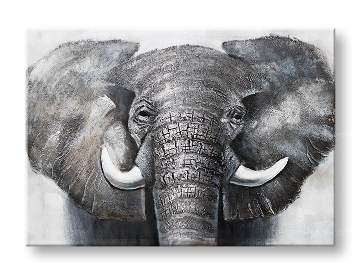 În stil scandinav tablou pe pânză cu motivul elefant, hartă, natură în alb-bej nuanțe, atmosferă maiestuoasă, natură și forță, potrivit pentru sufragerie – principală