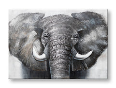 În stil scandinav tablou pe pânză cu motivul elefant, hartă, natură în alb-bej nuanțe, atmosferă maiestuoasă, natură și forță, potrivit pentru sufragerie – principală
