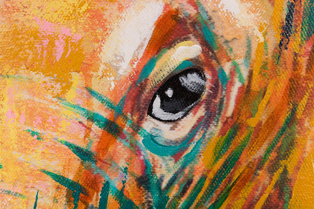Pop art tablou pe pânză cu motivul elefant, portret, motiv pentru copii, oameni în albastru-portocaliu nuanțe, atmosferă vibrantă, natură, potrivit pentru cameră de copii – principală