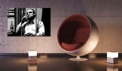 Pop art tablou cu motivul Marlon Brando, țigară de foi în alb-gri nuanțe | POP Art pictat manual tablou Marlon Brando, dramă polițistă – previzualizare