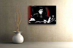 Pictat manual tablou pe pânză cu motivul AL PACINO în negru-alb nuanțe, atmosferă intensă, lumea filmului și iconografie | POP Art pictat manual tablou AL PACINO – principală