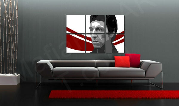 Pictat manual tablou pe pânză cu motivul AL PACINO în alb-negru nuanțe agățat în interiorul sufragerie, atmosferă urbană, viață urbană și cultură pop – interior