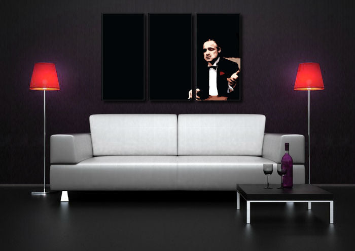 Pop art tablou pe pânză cu motivul Marlon Brando, natură în negru nuanțe agățat în interiorul sufragerie, atmosferă dramatică, forță și putere și eleganță – interior, vedere 2