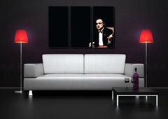 Pop art tablou cu motivul Marlon Brando, natură în negru nuanțe | POP Art pictat manual tablou Marlon Brando, forță și putere și eleganță – previzualizare