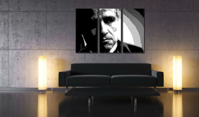 Pictat manual tablou cu motivul Marlon Brando în negru-alb nuanțe | POP Art pictat manual tablou Marlon Brando, forță și putere și iconografie – previzualizare